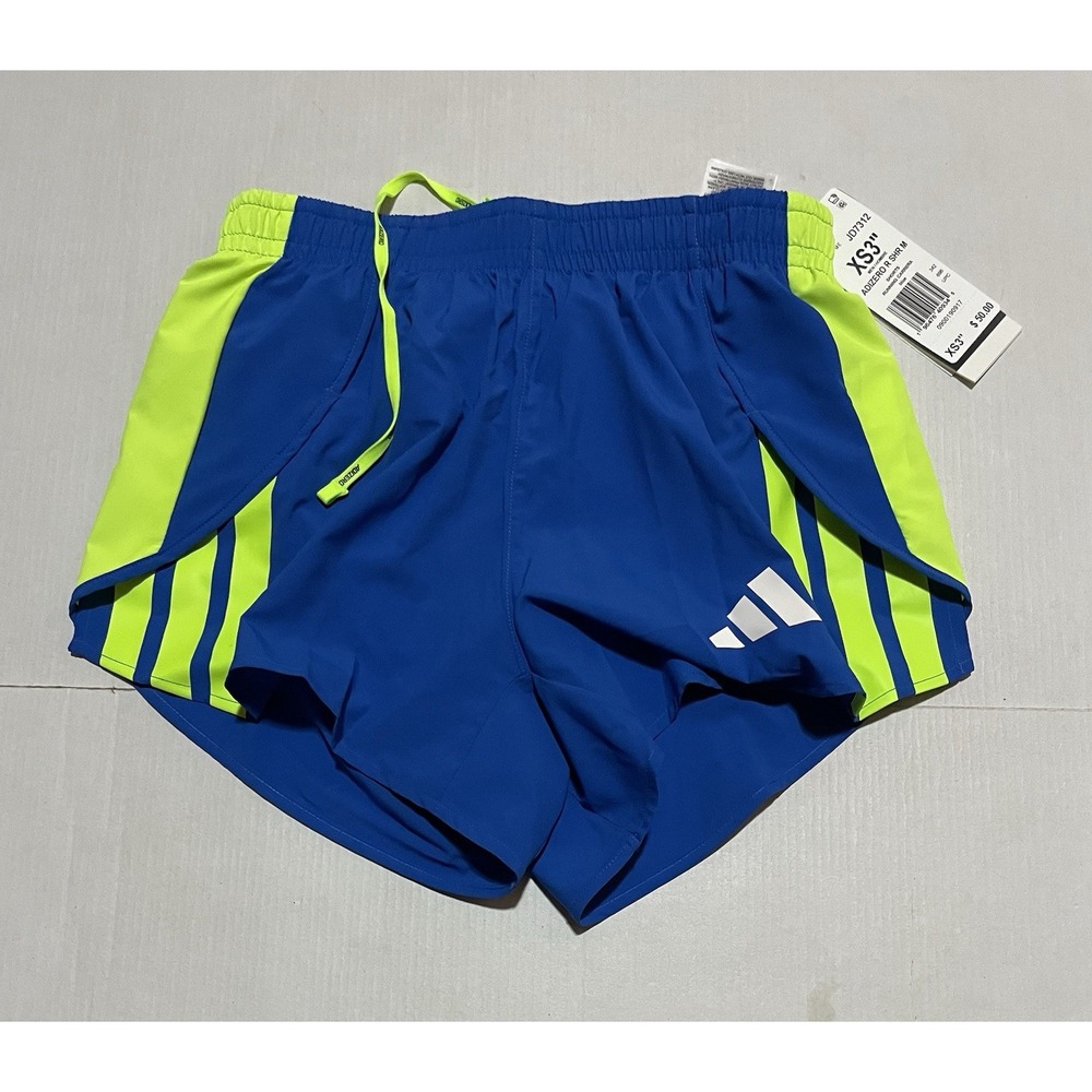 Adidas NEW 3" Adizero Split Short Slim Fit Running Blue Mens Size XS JD7312
